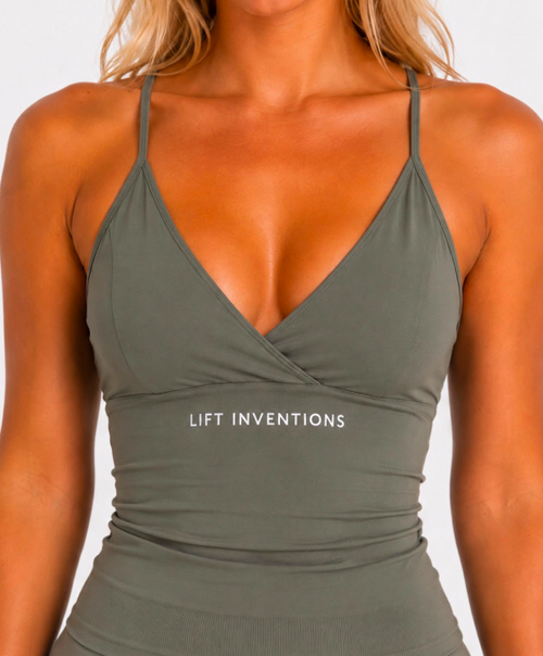 Green Strappy Scrunch Top