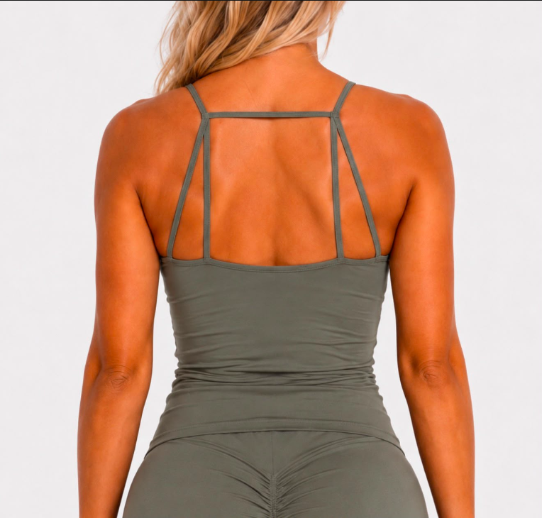 Green Strappy Scrunch Top