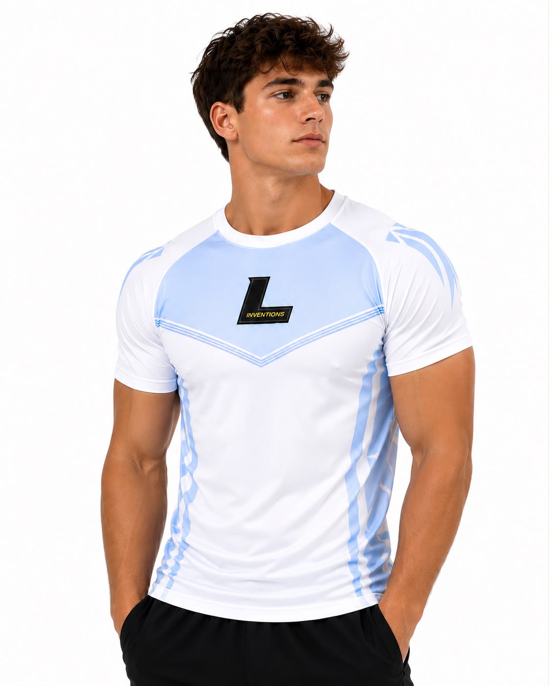 Lift Inventions Performance Tee – White/Blue